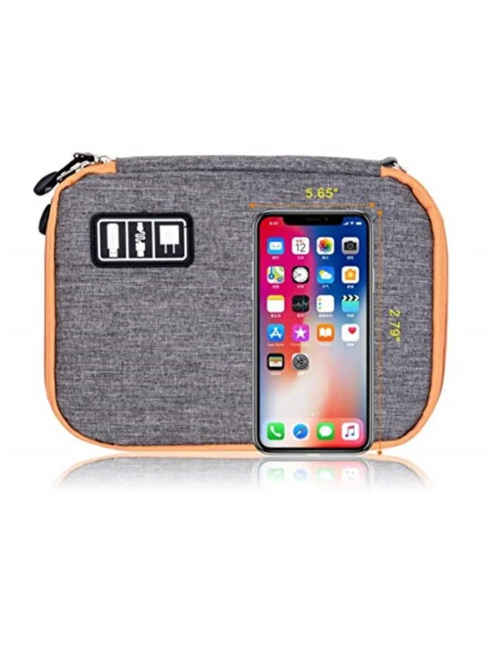 Travel Cable Organizer Bag Waterproof USB Cord Electronics Storage Orange Pouch